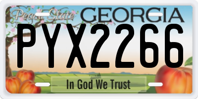 GA license plate PYX2266