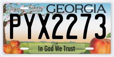 GA license plate PYX2273