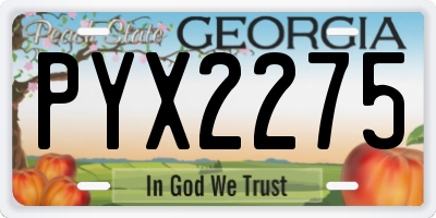 GA license plate PYX2275