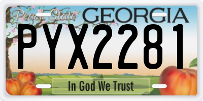 GA license plate PYX2281