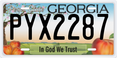 GA license plate PYX2287
