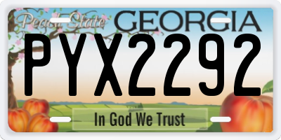 GA license plate PYX2292