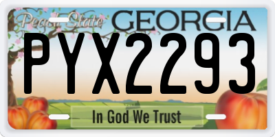GA license plate PYX2293