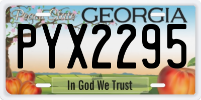 GA license plate PYX2295