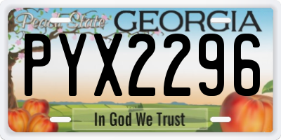 GA license plate PYX2296