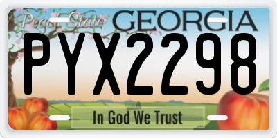 GA license plate PYX2298