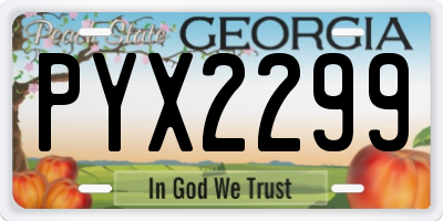 GA license plate PYX2299