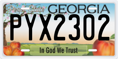 GA license plate PYX2302