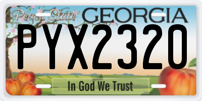 GA license plate PYX2320