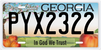 GA license plate PYX2322