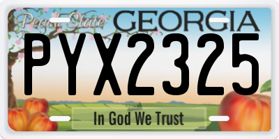 GA license plate PYX2325