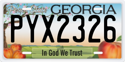 GA license plate PYX2326