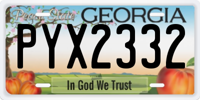GA license plate PYX2332
