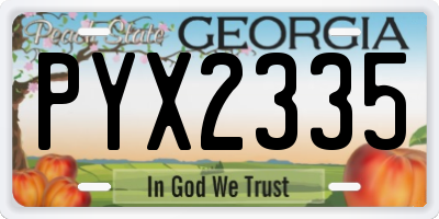 GA license plate PYX2335