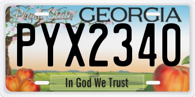 GA license plate PYX2340
