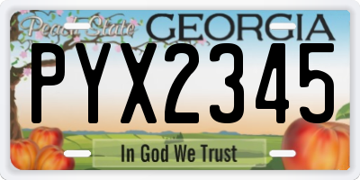 GA license plate PYX2345