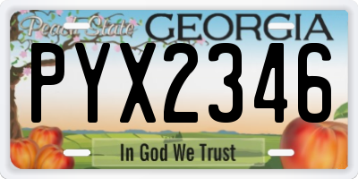 GA license plate PYX2346
