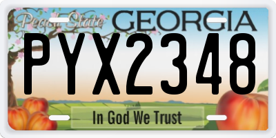 GA license plate PYX2348