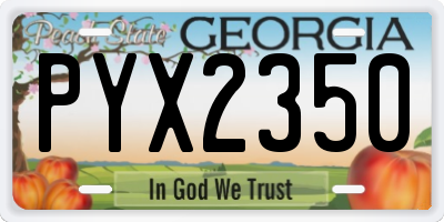 GA license plate PYX2350