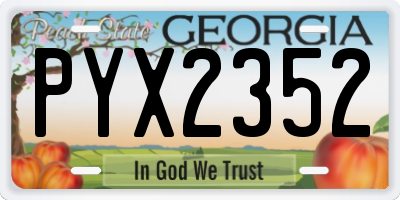 GA license plate PYX2352