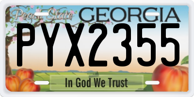 GA license plate PYX2355