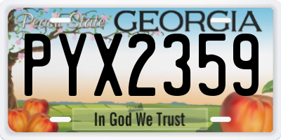 GA license plate PYX2359
