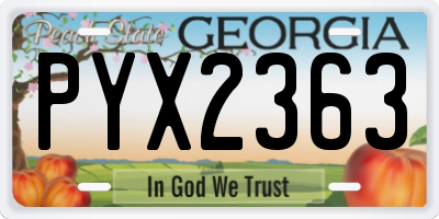 GA license plate PYX2363