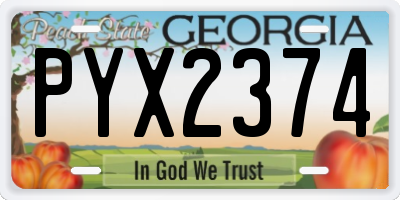 GA license plate PYX2374