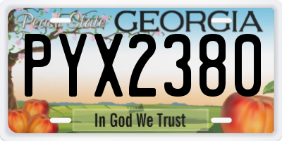 GA license plate PYX2380