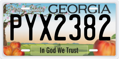 GA license plate PYX2382
