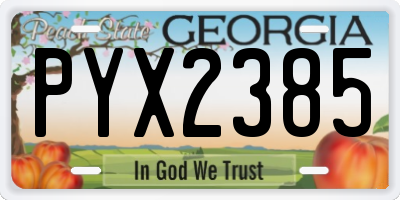 GA license plate PYX2385