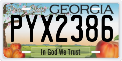 GA license plate PYX2386