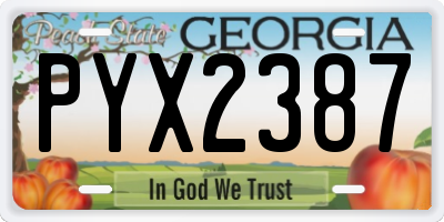 GA license plate PYX2387
