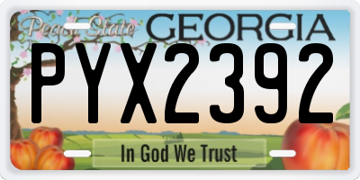 GA license plate PYX2392