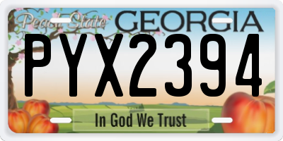 GA license plate PYX2394