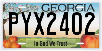 GA license plate PYX2402