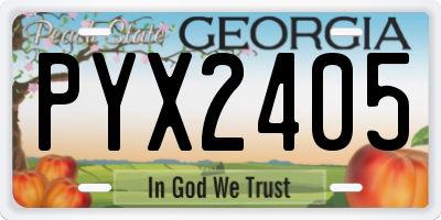 GA license plate PYX2405
