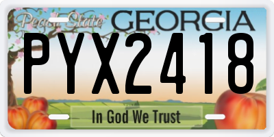 GA license plate PYX2418