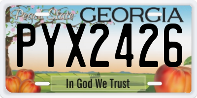 GA license plate PYX2426