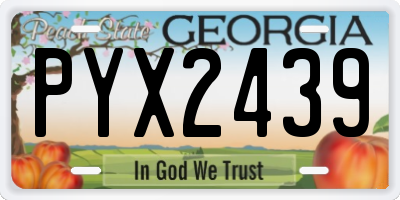 GA license plate PYX2439