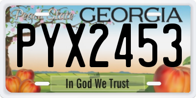 GA license plate PYX2453