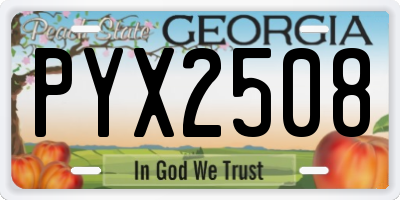 GA license plate PYX2508