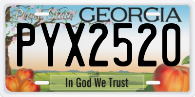 GA license plate PYX2520