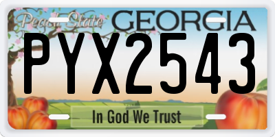 GA license plate PYX2543