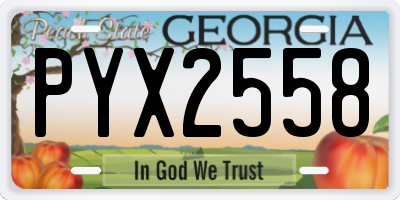 GA license plate PYX2558