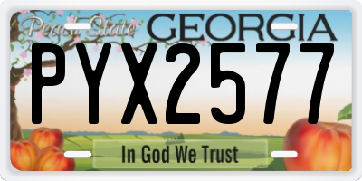 GA license plate PYX2577