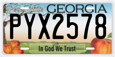 GA license plate PYX2578