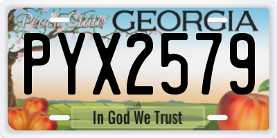 GA license plate PYX2579