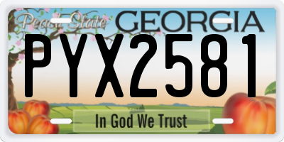 GA license plate PYX2581