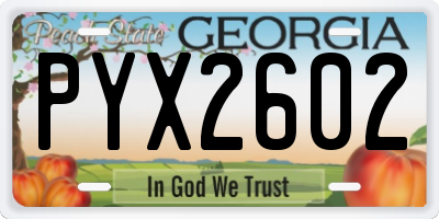 GA license plate PYX2602